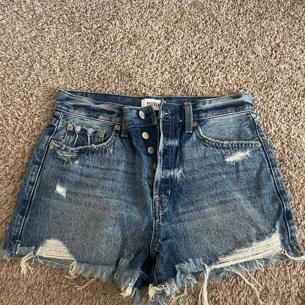 Pistola Blue Distressed Jean Shorts